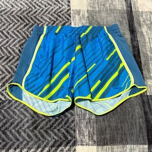 Nike Athletic Shorts in Blue with Yellow Stripes